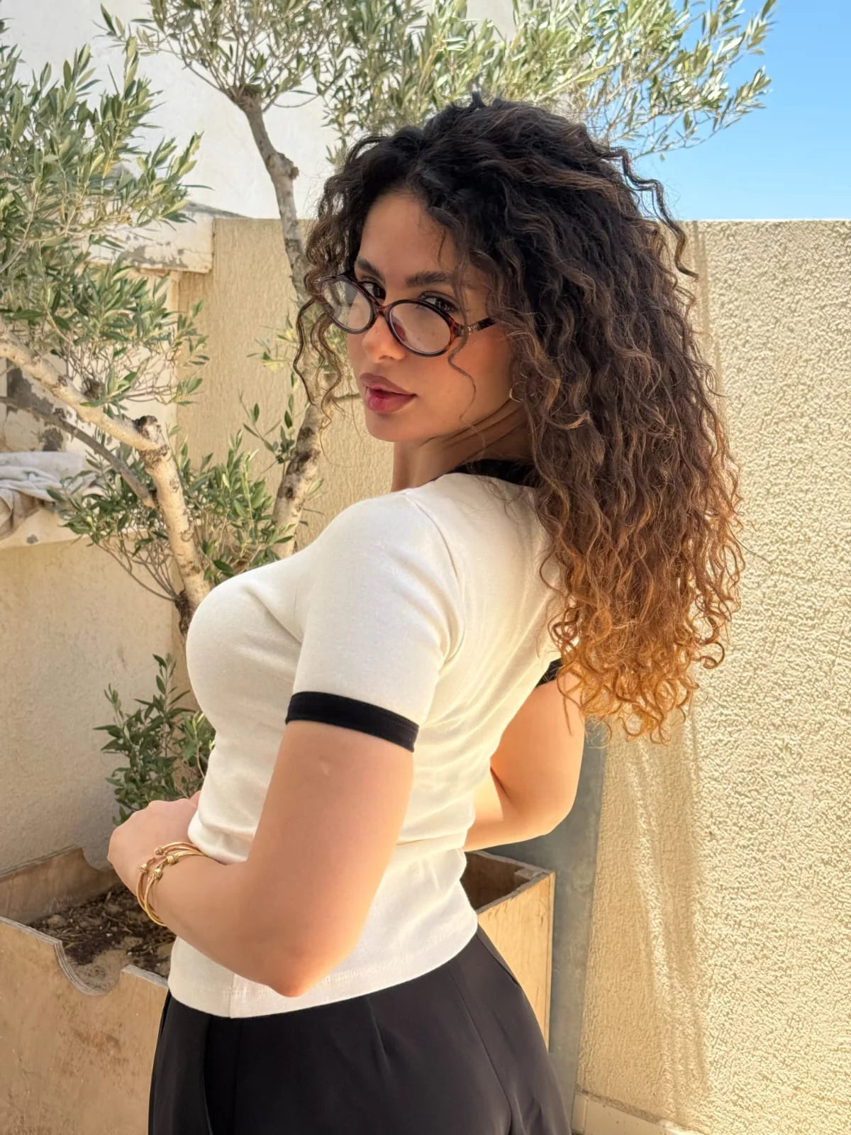 T-shirt Femme Demi Manches - Blanc cassé