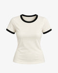 T-shirt Femme Demi Manches - Blanc cassé