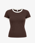 T-shirt Femme Demi Manches - Marron